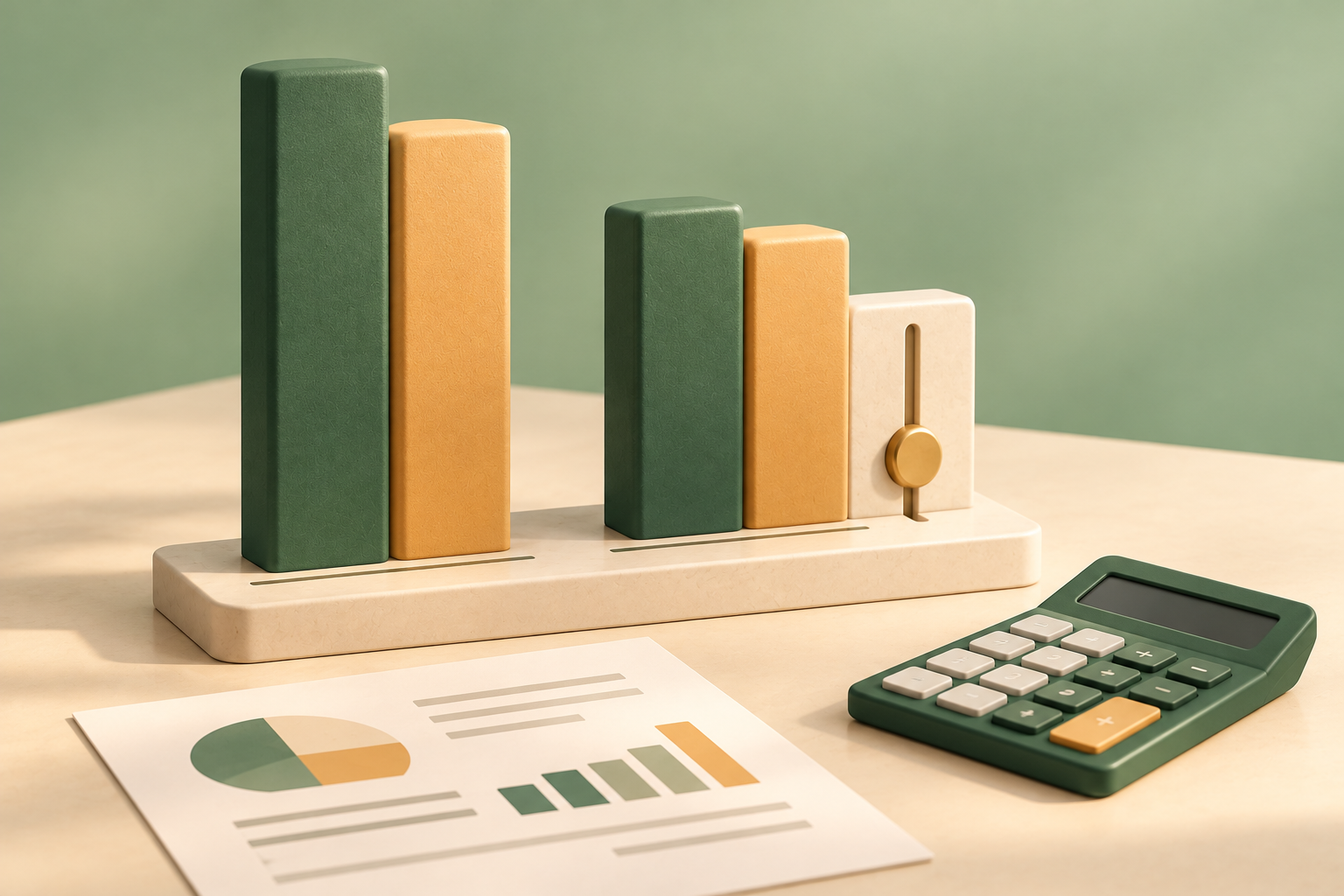 Conceptual income and expense columns with a tax-advance adjustment slider; illustration only